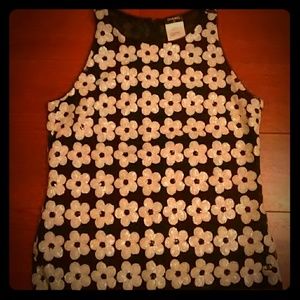 CHANEL black and white daisy tank top